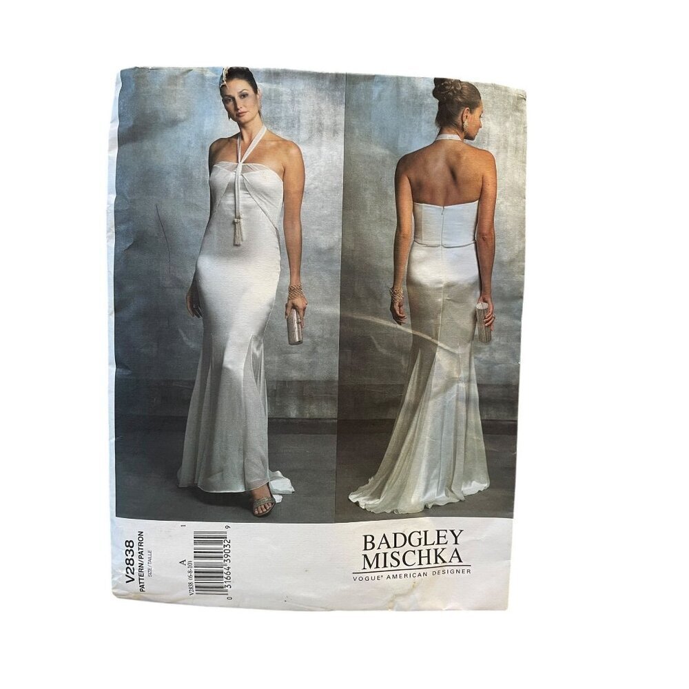 Badgley Mischka Vogue American Designer V2838 Sewing‎ Pattern Gown Size 6-10